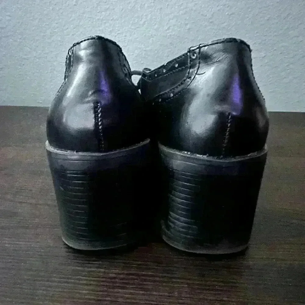 90s Y2K MUDD Black Chunky Grunge Goth Skater Platform Heels Size 8.5M Dennis - Picture 5 of 8